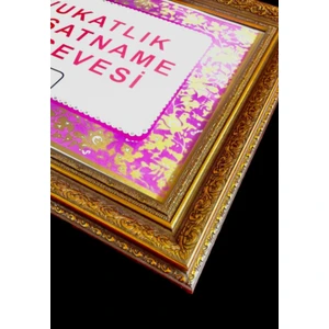 İpek Sanat Varak Işlemeliavukatlık Ruhsatname Çerçevesi - 33 x 48 - Hakiki Camlı Ruhsat Çerçevesi