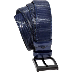 Lacivert Rugan Suni Deri Desenli 4 Cm.lik Klasik Kemer - 7495-68-21M