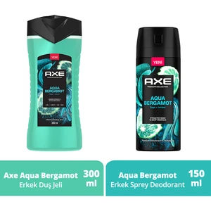 Premium Duş Jeli Aqua Bergamot 3 In 1 300 ml + Axe Erkek Sprey Deodorant Aqua Bergamot 150 ml