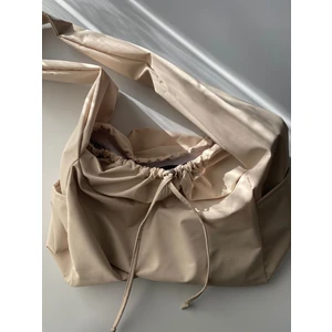 Mute Bag Su Geçirmez Tote Bag / Çapraz Kullanıma Uygun Krem Kadın Omuz Çantası (50*30)