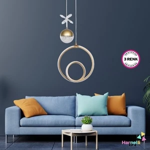 3 Renk Yanabilen Şeker Camlı Modern Ledli Avize