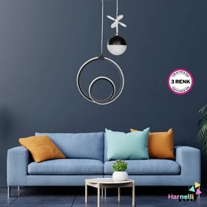 3 Renk Yanabilen Şeker Camlı Modern Ledli Avize