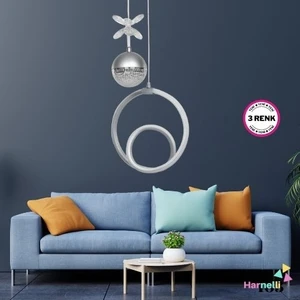 3 Renk Yanabilen Şeker Camlı Modern Ledli Avize