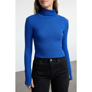 Lonca Tekstil Fitted/vücuda Oturan Balıkçı Yaka Parmak Detaylı Fitilli Esnek Örme Triko Kazak