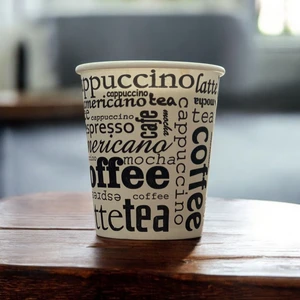 Coffe Desen-Tek Kullanımlık 7 Oz 50 Adet Karton Bardak Desenli Akmaz Kokusuz