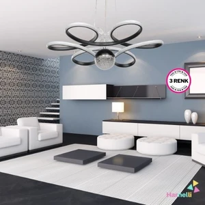 3 Renk Yanabilen Şeker Camlı Modern Ledli Avize