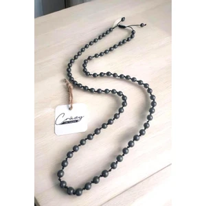 Mat Hematit Doğaltaş Uzun Erkek Kolyesi (70-80 Cm)