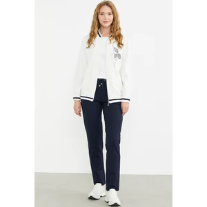 Fermuarlı Triko Kombinli Eşofman Takım - Ekru