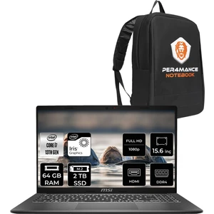 Msı Modern 15 Intel Core I7 1355U 64GB 2tb SSD 15.6" Fhd Fdos Taşınabilir Bilgisayar & Per4 Çanta F13MG098XTRP349