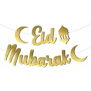 Düvenci Ticaret Kaligrafi Banner Eid Mubarak Gold