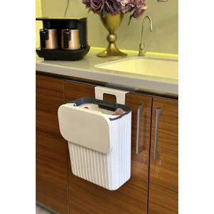 Makri Home Askılı Çöp Kovası- Beyaz- Çift Yönlü Kapaklı - 8 Litre/15 Litre