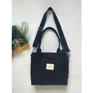Fermuarlı Kanvas Çanta Omuz Askılı Tote Bag