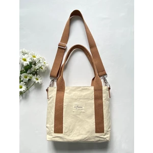 Fermuarlı Kanvas Çanta Omuz Askılı Tote Bag