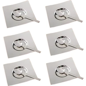 Ultra Lüks 12 Parça Set Paslanmaz Çelik 6 Adet Kare Çay Tabağı ile 6 Adet Çay Kaşığı Sade Çay Tabak