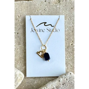 Jewine Studio Terazi Burcu Sembollü ve Lapis Lazuli Doğal Taşlı Çelik Kolye