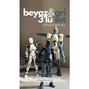 Beyaz & Gri Oynar Eklemli Robot Figür Seti Dummy & Titan 13 Lucky (3’lü)