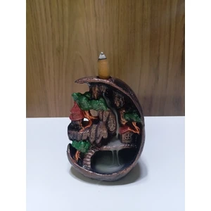 Tedi Sanat Mini Ay Dağ Şelale Geri Akış Tütsülük Buhurdanlık
