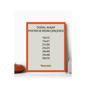 Doğal Ahşap Çerçeve -Boş Çerçeve-Resim Çerçevesi, Poster Puzzle Çerçevesi (Ön Korumalı,postersiz)