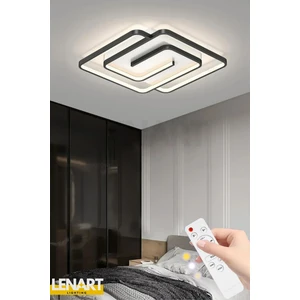 Labirent Model Tavan LED Avize, 3 Renkli LED Avize, Kumandalı Avize, Kare Metal Siyah Avize,yüksek Aydınlatmalı Avize