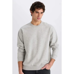 Oversize Geniş Kalıp Bisiklet Yaka Kalın Basic Düz Sweatshirt E5955AX24WN