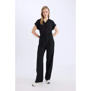 Wide Leg Klasik Kumaş Pantolon Basic Düz Geniş Bol Paça Çift Cepli Yüksek Bel Standart Boy D4360AX25SP