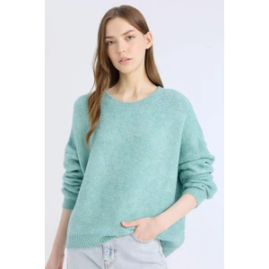 Oversize Geniş Kalıp Bisiklet Yaka Triko Kazak E9168AX24CW