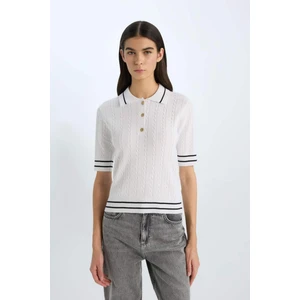 Regular Fit Polo Yaka Kısa Kollu Triko Kazak D9007AX25SP