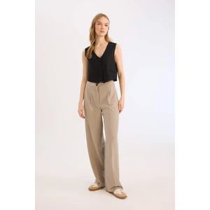 Standart Boy Kumaş Palazzo Pantolon Wide Leg Geniş Bol Paça Basic Düz Yüksek Bel C6402AX25SP