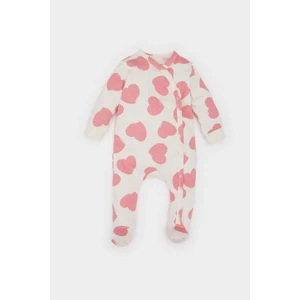 Kız Bebek Yenidoğan Kalp Desenli Penye Uzun Kollu Çıtçıtlı Tulum E6046A5NS