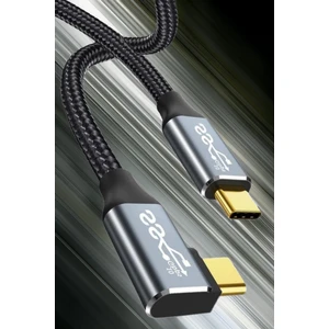 C14 Type-C To C 90 Derece 5A/100W/10GBPS Şarj Data ve 4K Görüntü Aktarım Kablosu -2mt