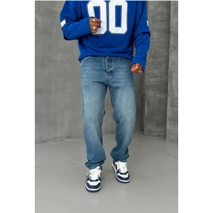 Oray Store  Taşlama Mavi Baggy Pantolon