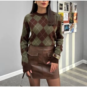 Baklava Desen Midi Kazak