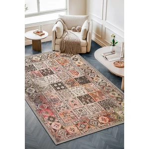 Melaris Halı Vintage Eskitme Bohem Yıkanabilir Şönil Kilim Pamuk Taban Dokuma Halı Oturma Odası Salon Balkon Mutfak Halısı