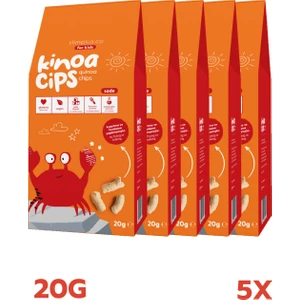 5 Paket 20G Sade Kinoa Cipsi For Kids Glutensiz Vegan Yağsız Cips Çocuklara Özel Ambalaj Neşeli Yengeç