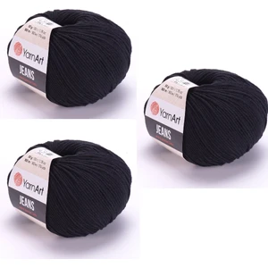Yarn Art Jeans 53 Siyah Amigurumi Örgü ipi Hırka Örgü ipi Bebek ipi Punch ipi 3'lü Paket