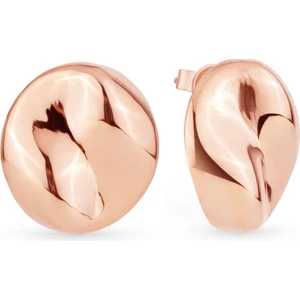Yin Yang Küpe Mat ve Parlak Pembe Altın Kaplama