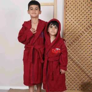 Pamuklu Kapüşonlu Gençve Çocuk Bornozu