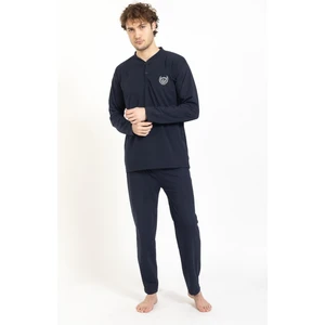 Erkek Mavi Battal Büyük Beden Pamuklu Pijama Takımı ERCA300-283F