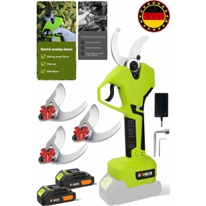 V258 5AH 25MM Çift Kademeli Kömürsüz Green Akülü Budama Makası ve Budama Makinesi +3 Bıçak Takımı