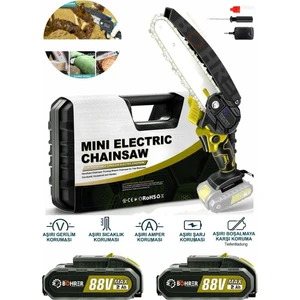 Böhre 58VF 5AH 6'' 20 cm Pala Yellow Şarjlı Çift Akülü Mini Zincirli Budama Testere Makinesi
