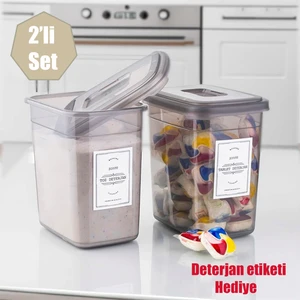 2002 Diamond 2'li Deterjan Saklama Kutusu Deterjan Saklama Kabı Çok Amaçlı Saklama Kabı Seti 2,1 Lt