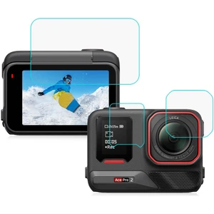 INSTA360 Ace Pro 2 Uyumlu Puluz 3'ü 1 Arada Arka ve Ön Ekran ve Lens Temperli Cam Filmi (Şeffaf
