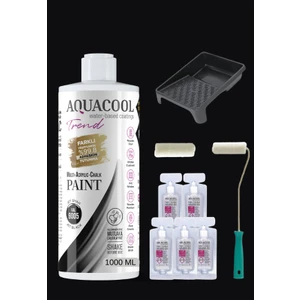 Aquacool Trend Su Bazlı Akrilik Hobi Boya 1000 ml Rulo Katalizör Boyacı Tavası Hibrit Dönüşüm Boyası Seti Ral 9005