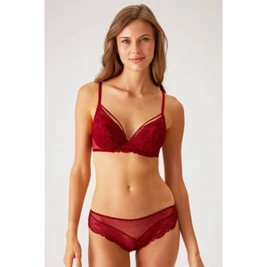 Pierre Cardin 4822 Balenli ve Pedli Ip Detaylı Dantelli Transparan Comfy Sütyen Takım