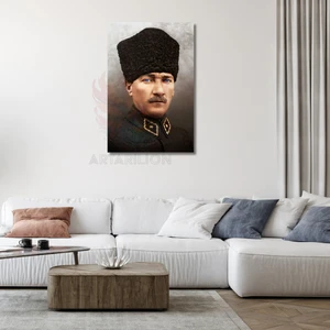 Atatürk Portresi Kanvas Tablo Atatürk Temalı Duvar Dekoru Ev Ofis Dekoru Dijital Baskı