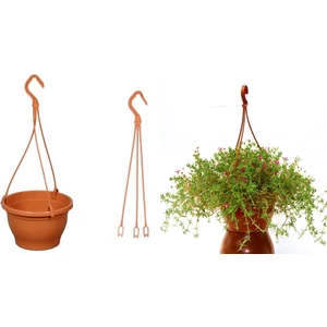 Tunç Botanik Askılı Çiçek Saksısı 5 Adet 18 cm - Makrome Saksı (Kiremit Renk)