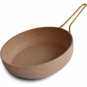 26 cm Granit Düz Tava  Altın Renk Kulplu