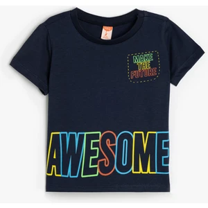 Baskılı Tişört Kısa Kollu Bisiklet Yaka