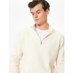 Triko Kazak Yarım Fermuarlı Yaka Basic Uzun Kollu