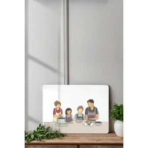 Ortakçı Design Aile Desenli Cam Kesme Tahtası - Cam Kesme Tablası | 30CM x 40CM